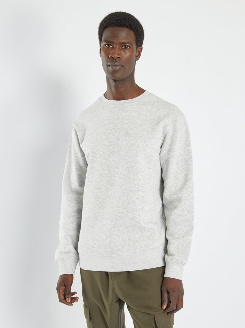 Sweat en molleton uni Gris clair - Kiabi