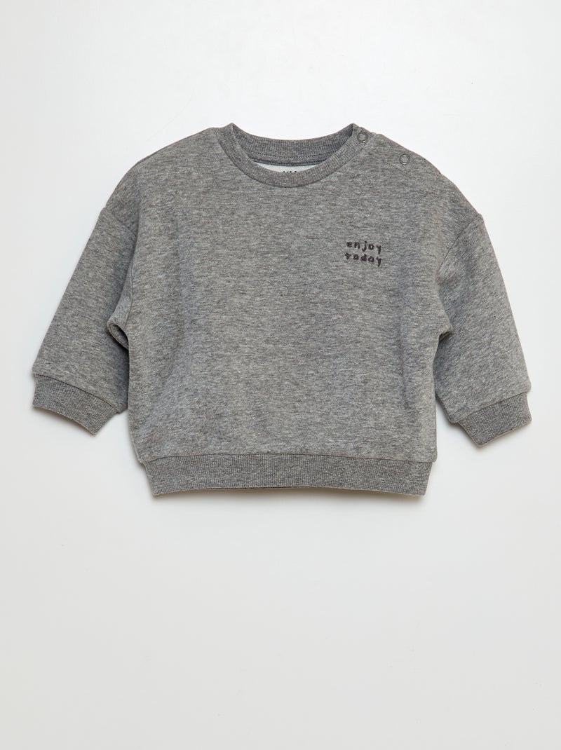 Sweat en molleton uni Gris - Kiabi