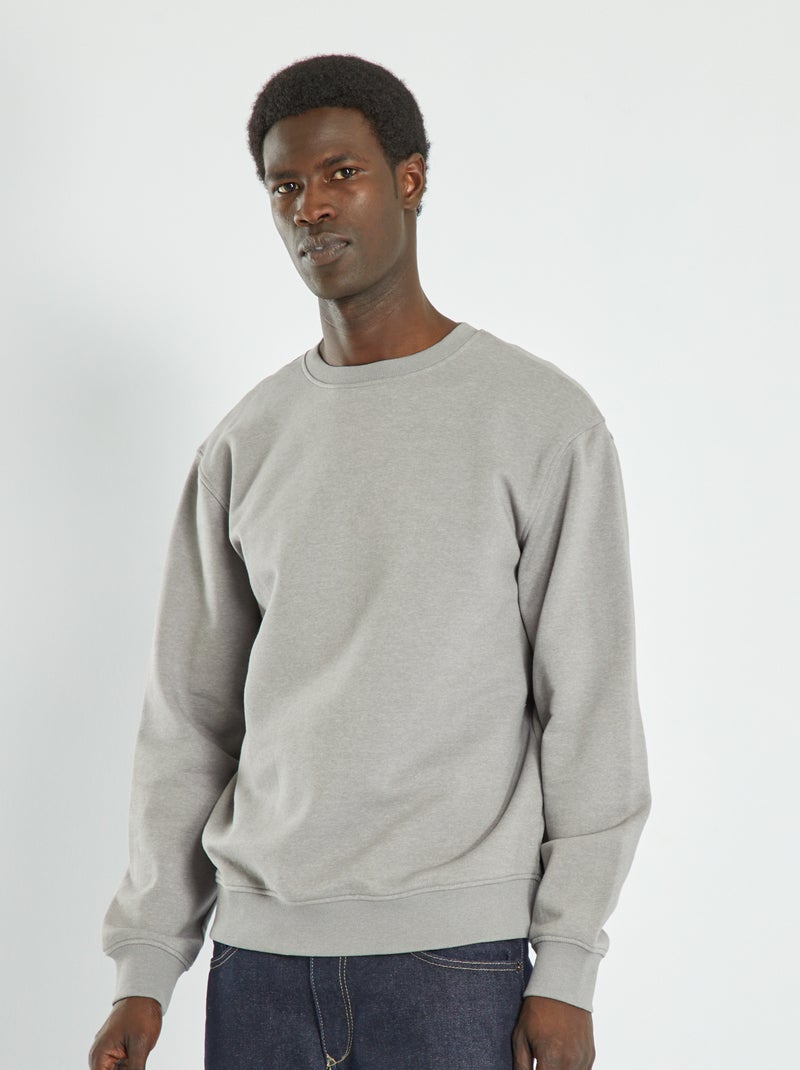 Sweat en molleton uni gris souris - Kiabi
