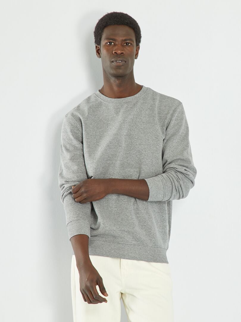 Sweat en molleton uni Gris - Kiabi