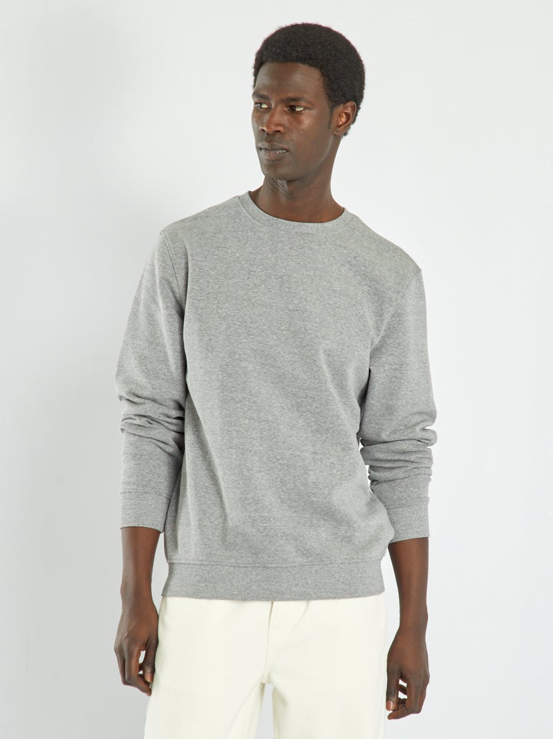 Sweat en molleton uni Gris - Kiabi