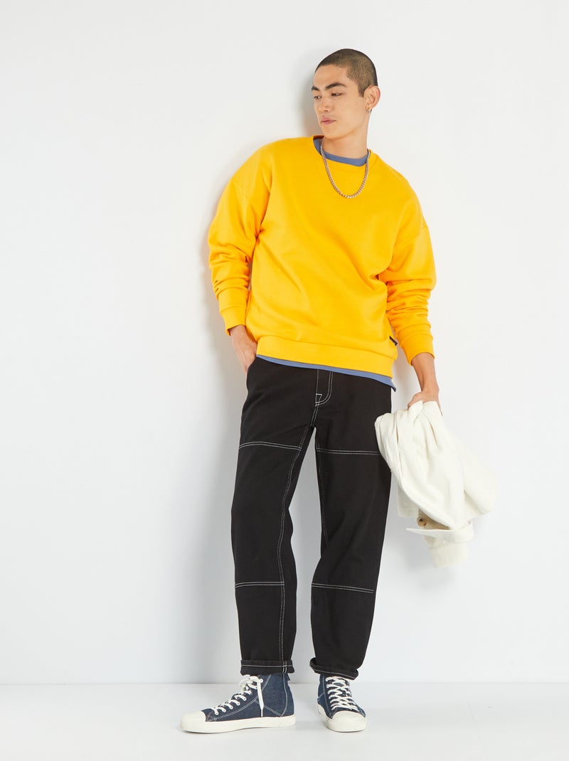 Sweat en molleton uni Jaune - Kiabi