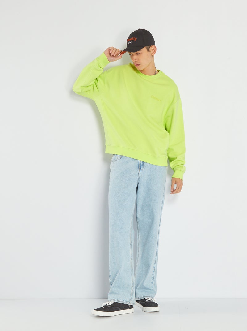 Sweat en molleton uni Jaune - Kiabi