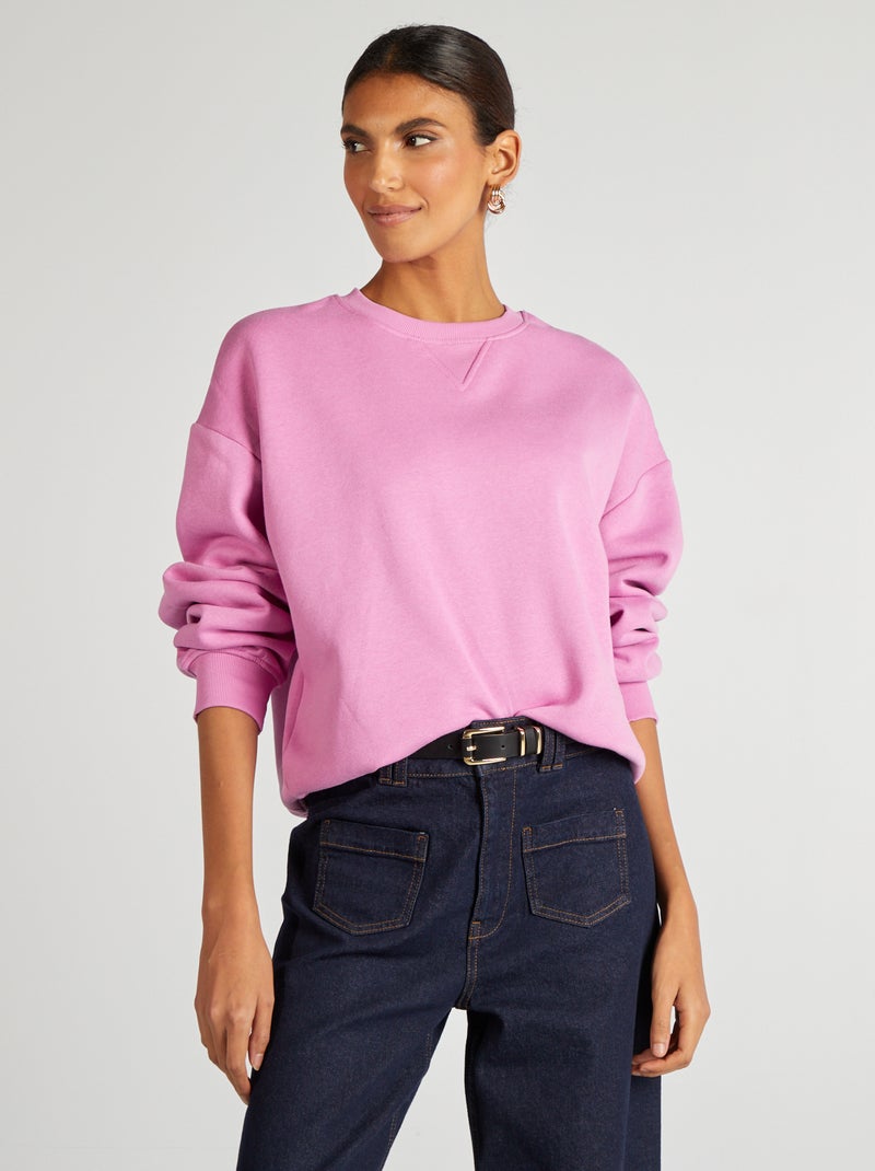 Sweat en molleton uni Rose - Kiabi