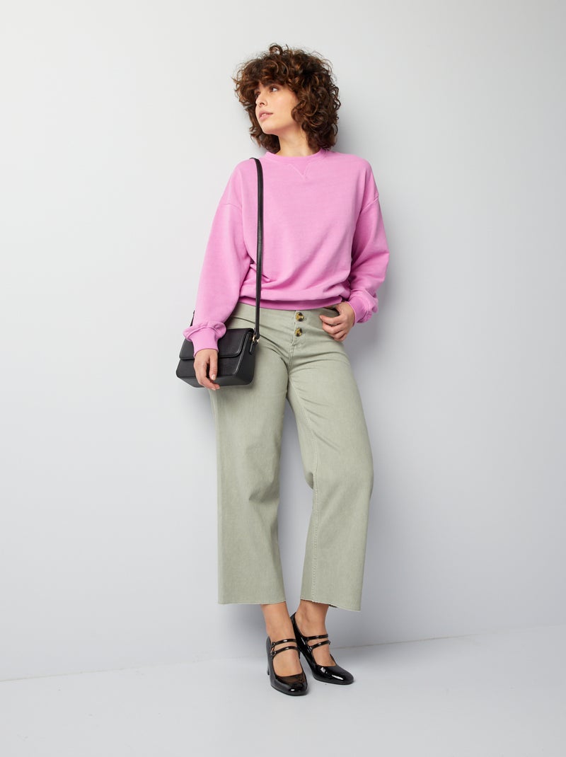 Sweat en molleton uni Rose - Kiabi