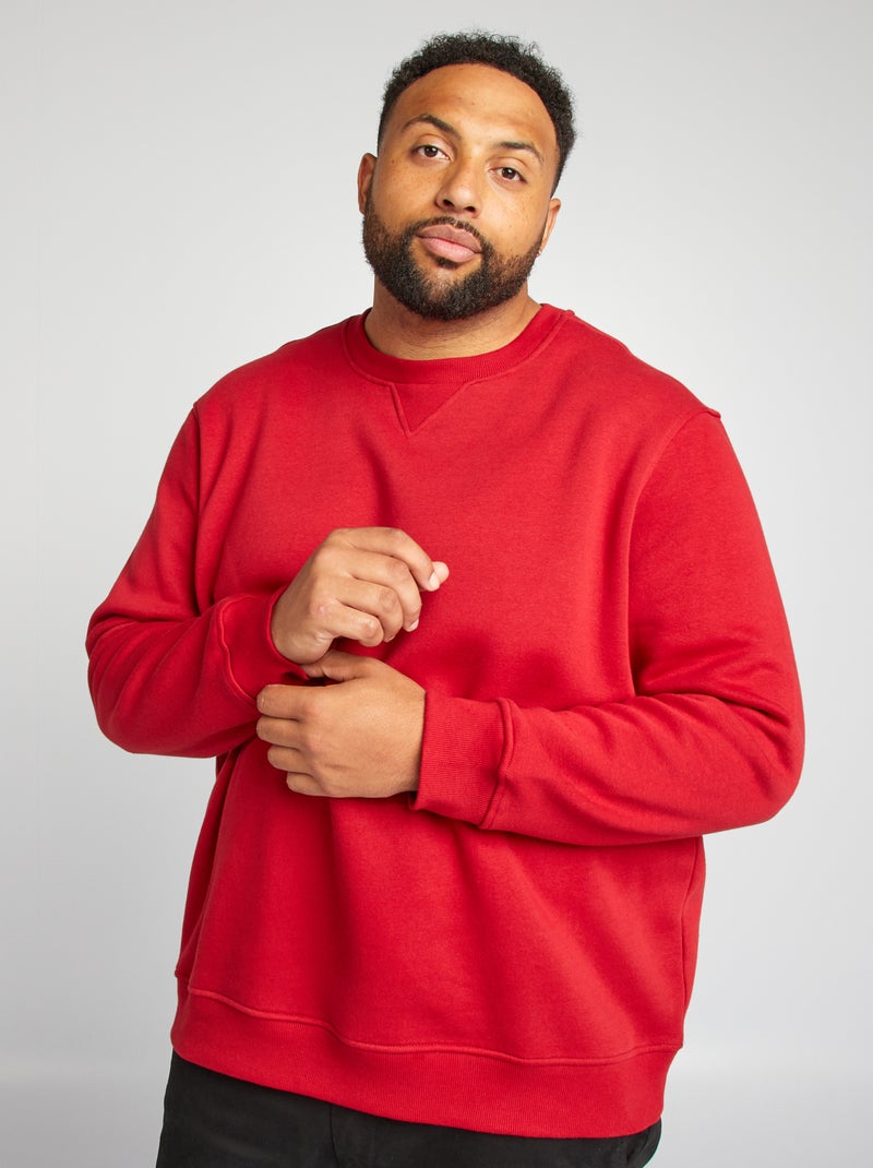 Sweat en molleton uni Rouge - Kiabi