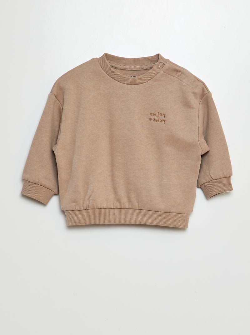 Sweat en molleton uni Taupe - Kiabi