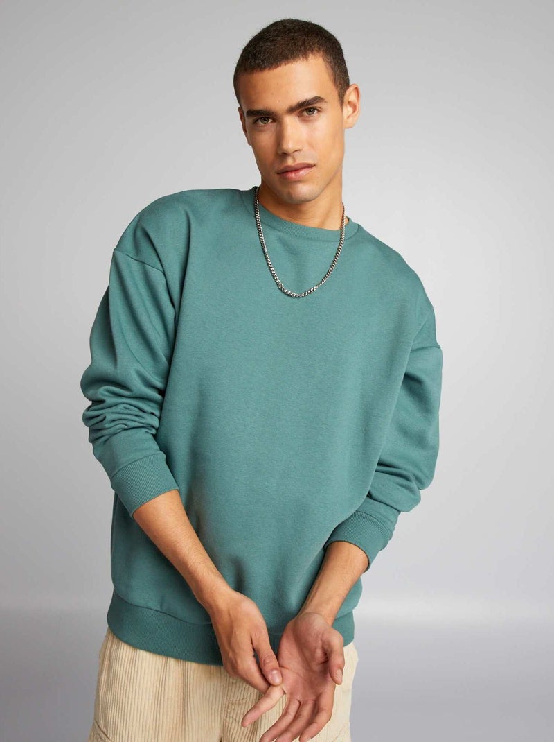 Sweat en molleton uni Vert - Kiabi