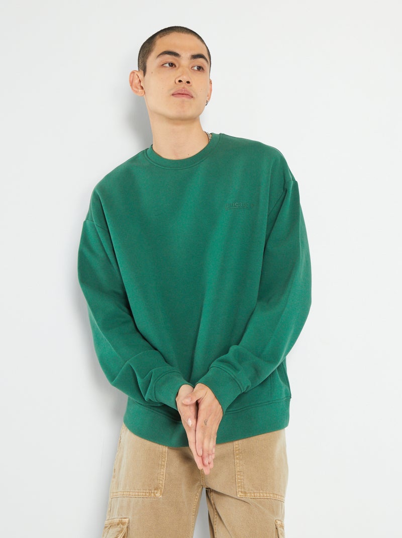 Sweat en molleton uni Vert - Kiabi