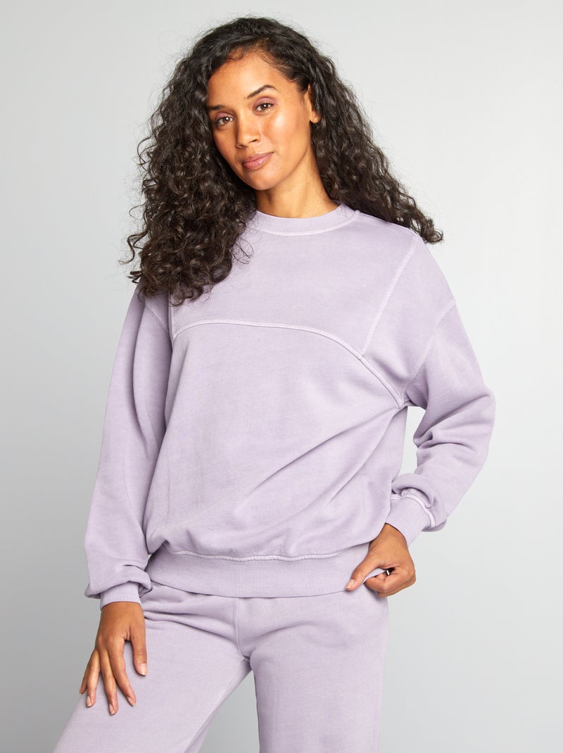 Sweat en molleton uni Violet - Kiabi