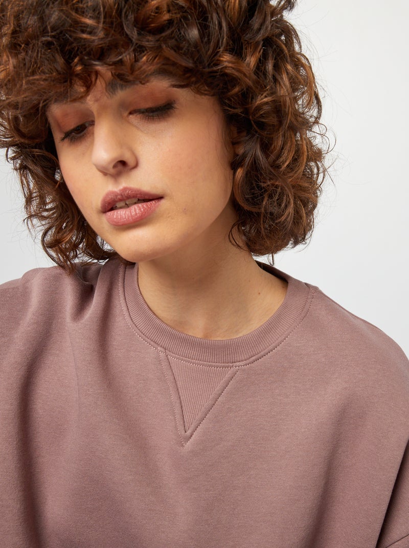 Sweat en molleton uni Violet - Kiabi