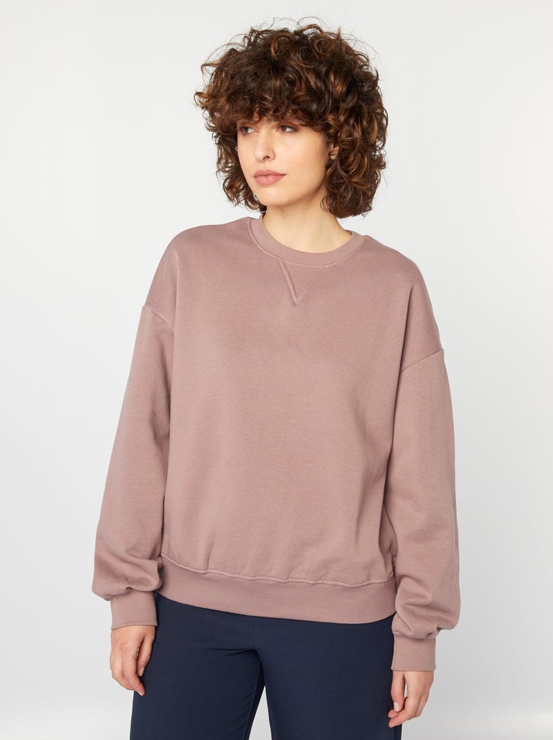 Sweat en molleton uni Violet - Kiabi