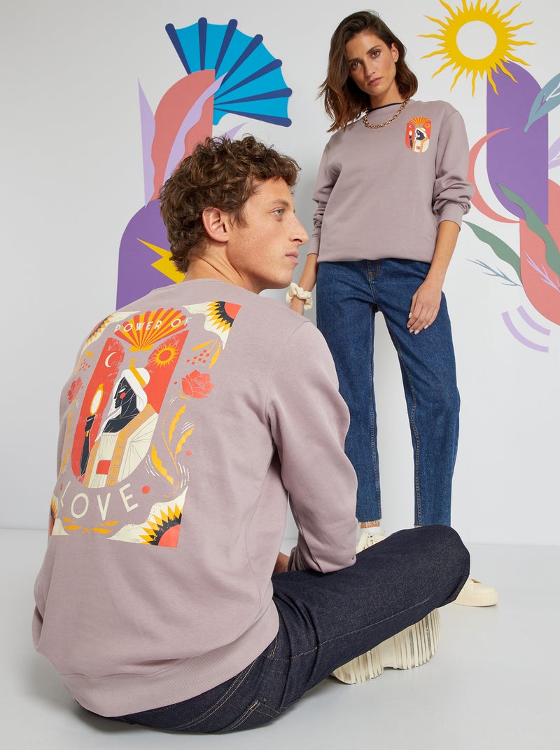 Sweat en molleton unisexe avec imprimé Violet - Kiabi