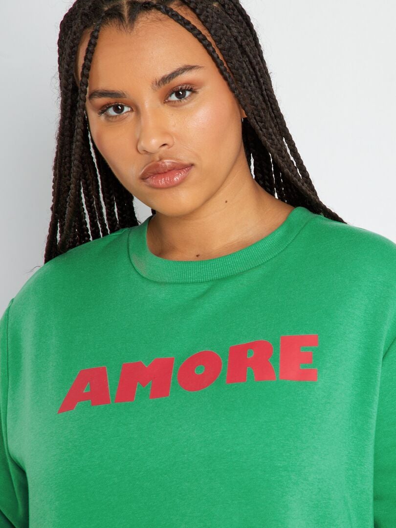 Sweat en molleton Vert/rouge - Kiabi