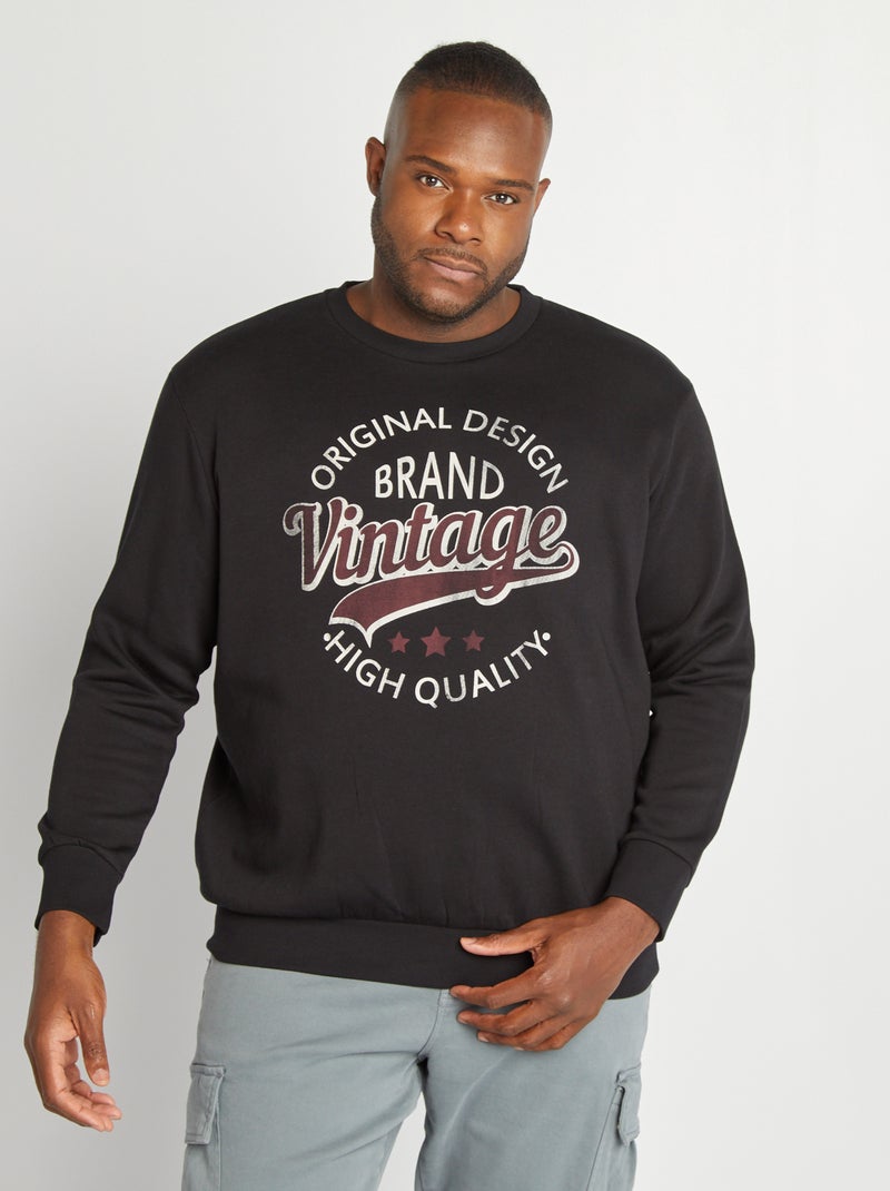 Sweat en molleton 'vintage' noir - Kiabi