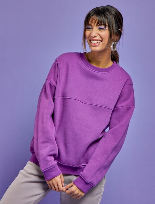 Sweat imprimé - Violet - - 15.00