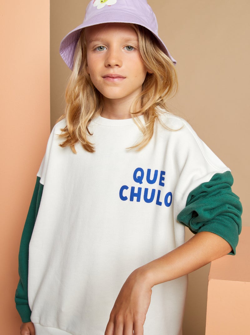 Sweat en molleton X Taxi Brousse Blanc/vert - Kiabi