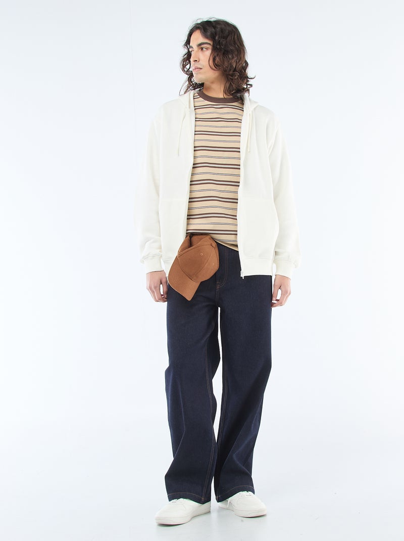 Sweat en molleton zippé à capuche Blanc - Kiabi