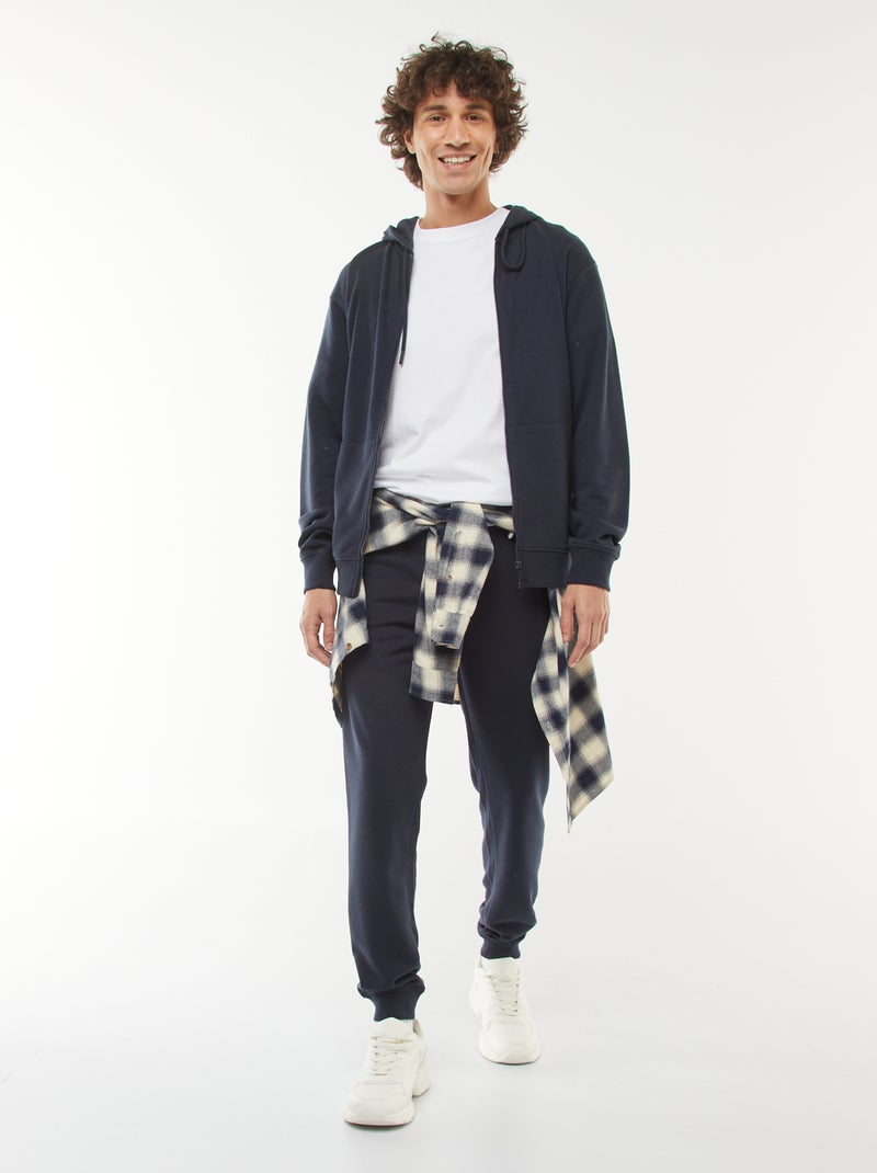 Sweat en molleton zippé à capuche Bleu - Kiabi