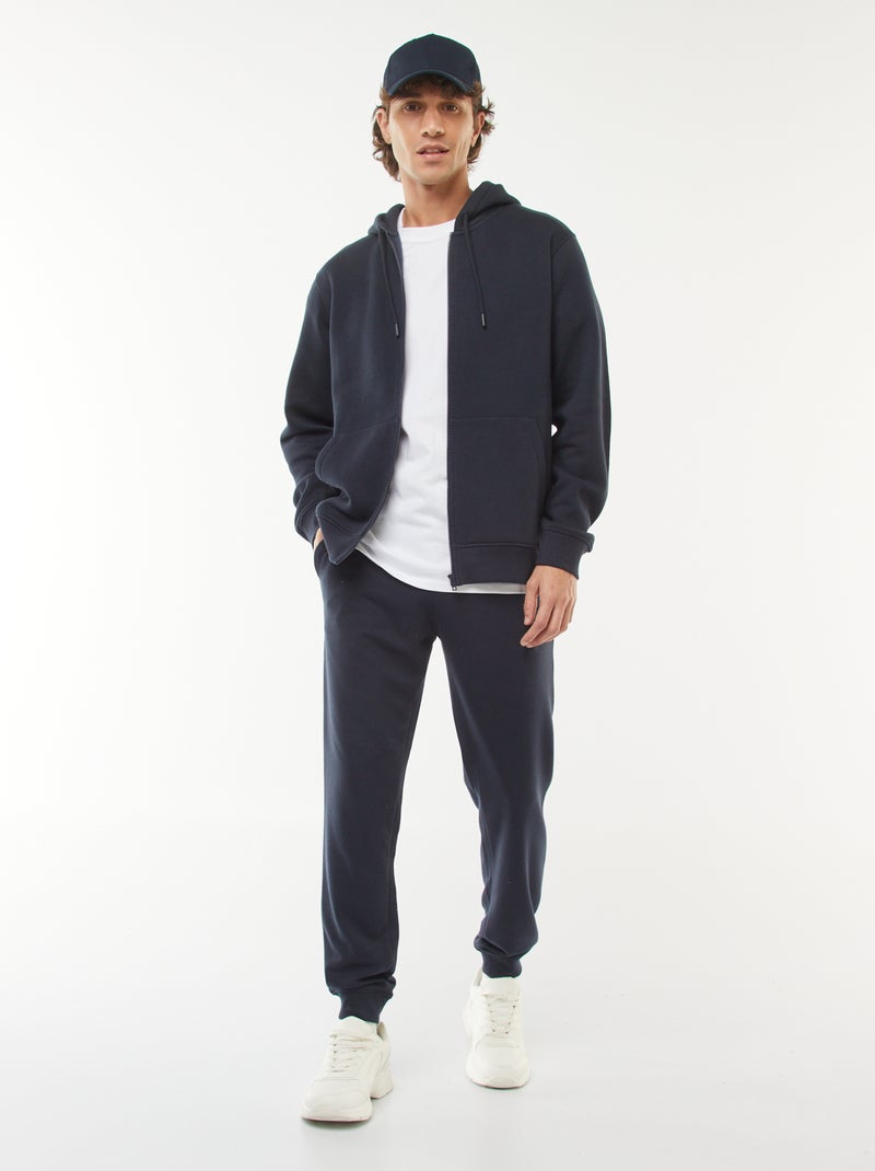 Sweat en molleton zippé à capuche Bleu - Kiabi