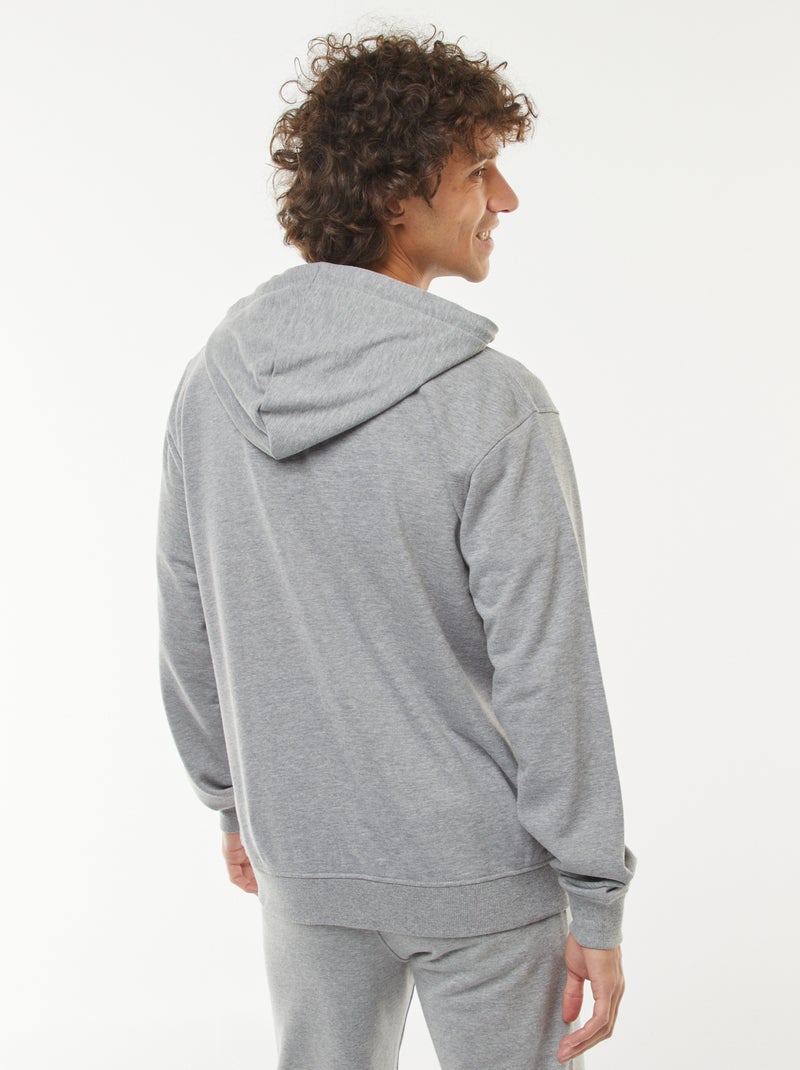 Sweat en molleton zippé à capuche Gris - Kiabi