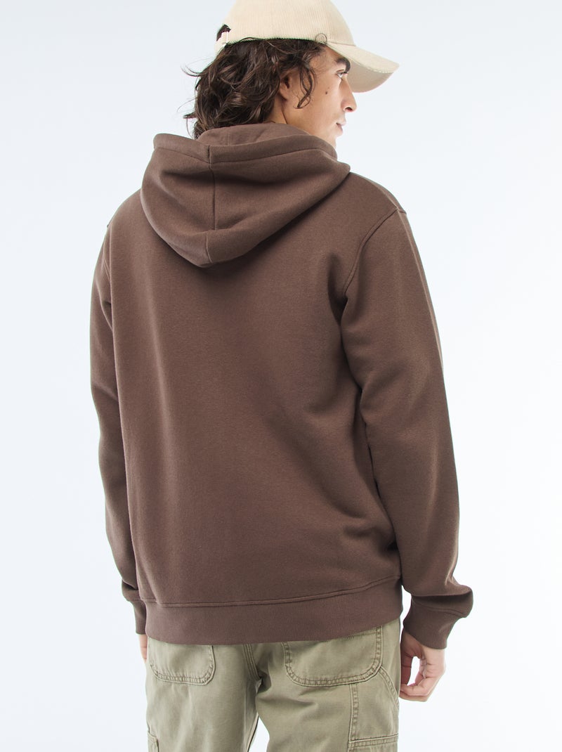 Sweat en molleton zippé à capuche Marron - Kiabi