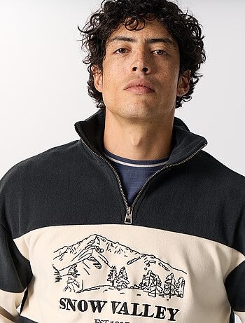 Sweat en polaire avec bandes contrastées
