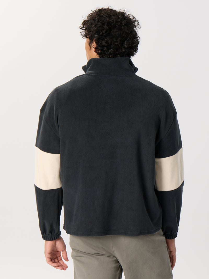 Sweat en polaire avec bandes contrastées Noir - Kiabi