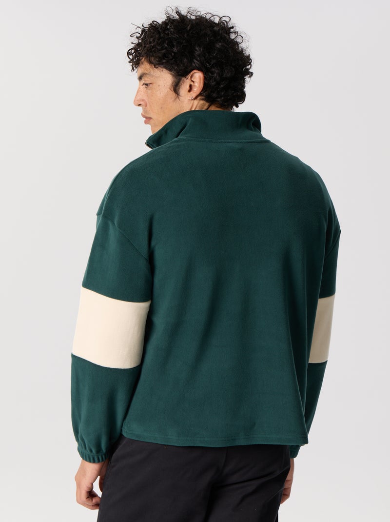 Sweat en polaire avec bandes contrastées Vert - Kiabi