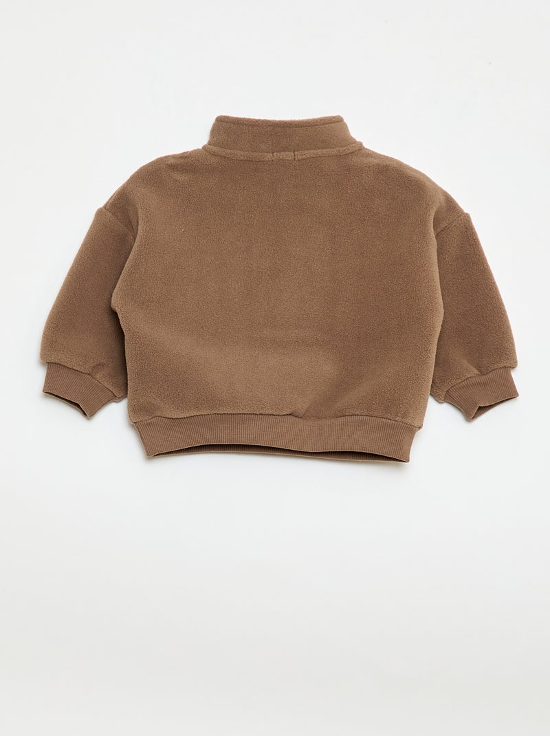 Sweat en polaire avec col zippé Marron - Kiabi