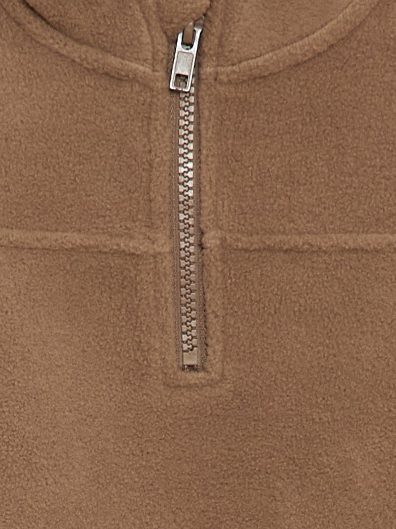 Sweat en polaire avec col zippé Marron - Kiabi