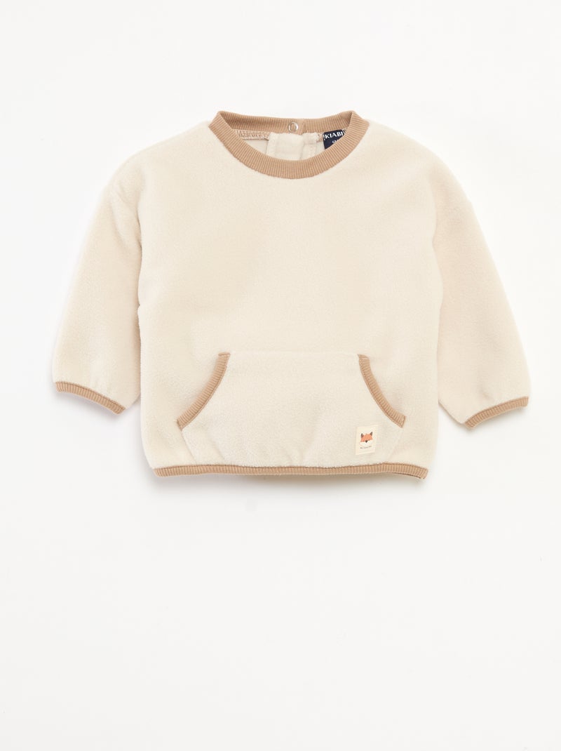 Sweat en polaire avec poche kangourou Blanc - Kiabi