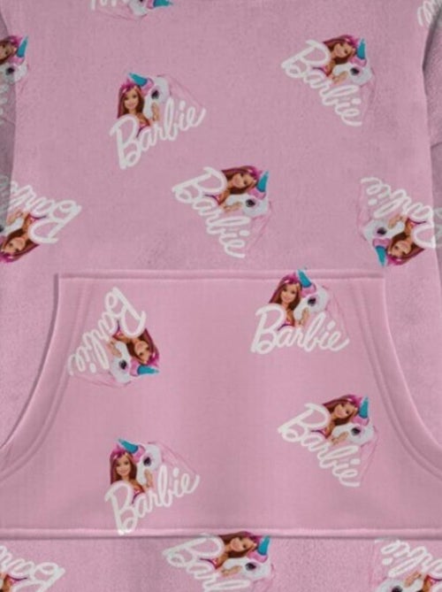 Sweat en Polaire Barbie Licorne oversize Rose - Taille enfant - Kiabi