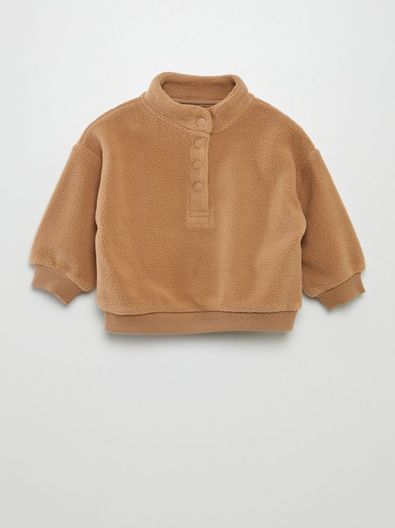 Sweat en polaire col montant Beige - Kiabi