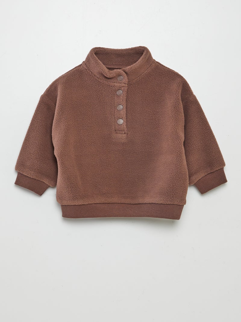 Sweat en polaire col montant Marron - Kiabi