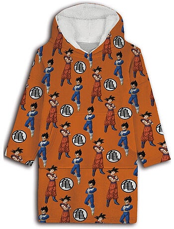 Sweat en polaire Dragon Ball Z oversize orange avec motifs - Taille adulte