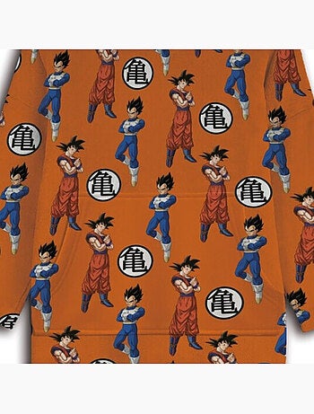 Sweat en polaire Dragon Ball Z oversize orange avec motifs - Taille adulte
