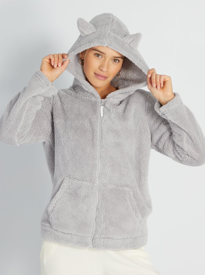 Sweat en polaire gris - Kiabi