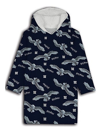 Sweat en Polaire Harry Potter oversize Bleu et Blanc - Hedwige la Chouette - Taille enfant