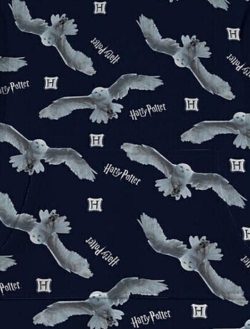 Sweat en Polaire Harry Potter oversize Bleu et Blanc - Hedwige la Chouette - Taille enfant