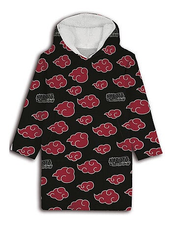 Sweat en polaire Naruto oversize Noir et Rouge avec motifs - Taille enfant