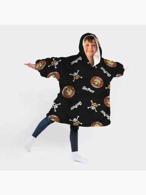 Sweat en Polaire One Piece oversize Noir - Navire One Piece - Taille enfant - Kiabi