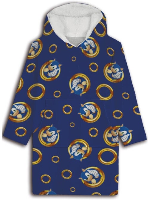 Sweat en Polaire Sonic oversize Bleu - Pièces de monnaie - Taille enfant - Kiabi