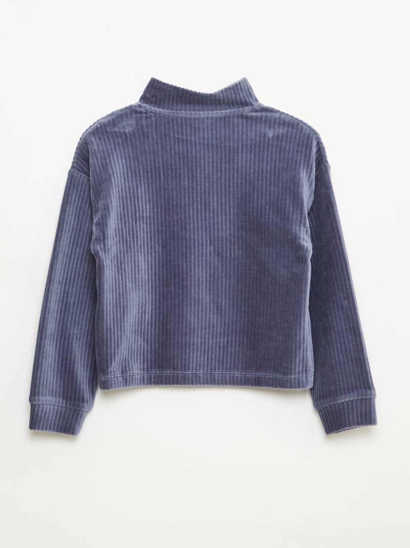 Sweat en velours côtelé avec col camionneur Bleu - Kiabi
