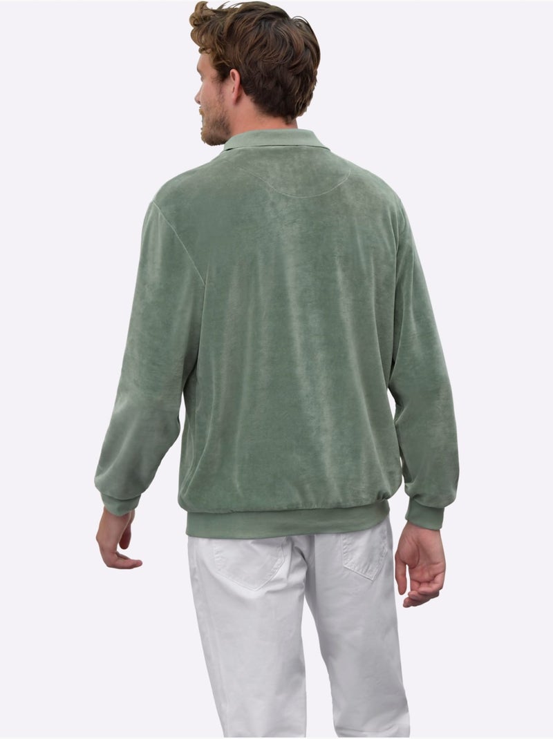 Sweat en velours ras qualité velours ras doux - taille standard - witt Bleu Vert Gris - Kiabi