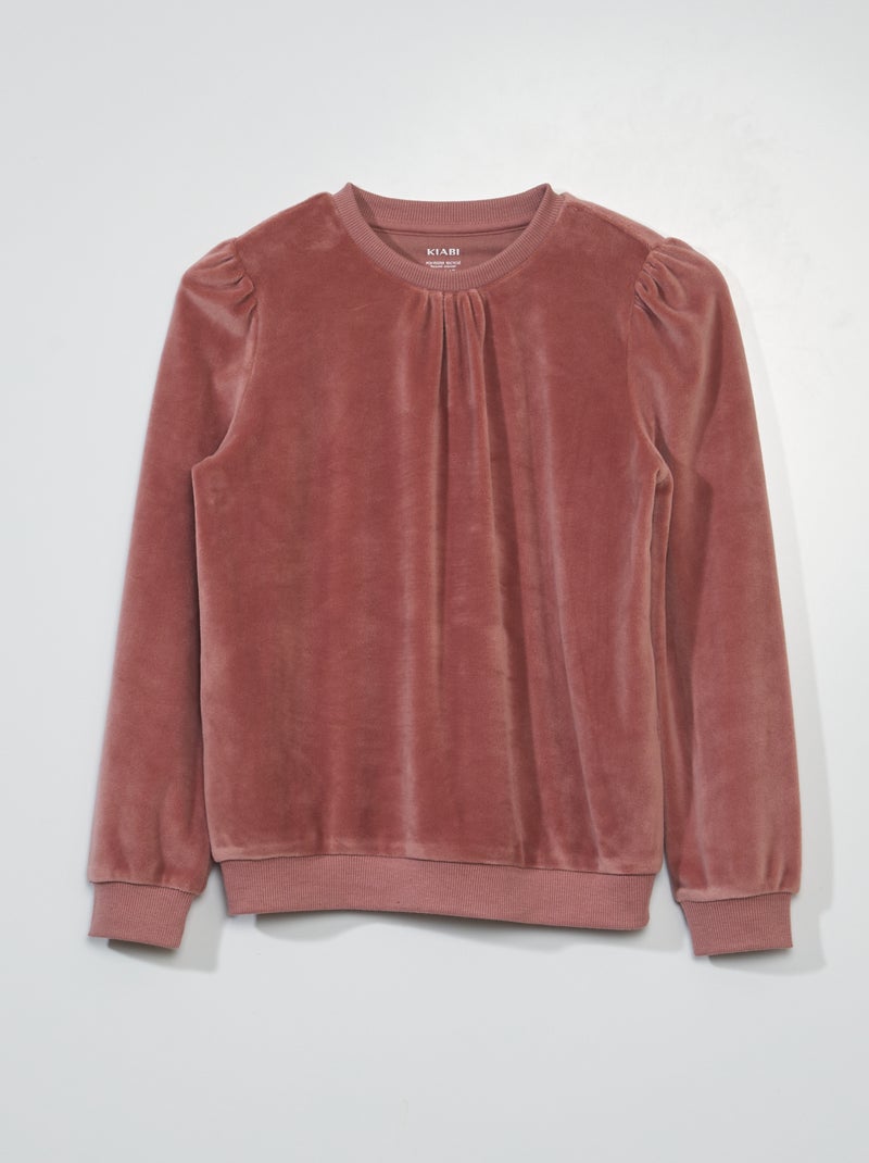 Sweat en velours Rose - Kiabi