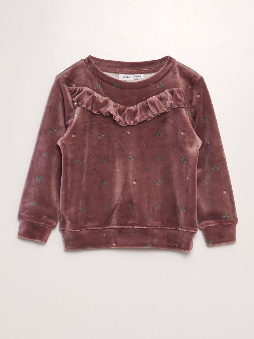 Sweat en velours Rose - Kiabi