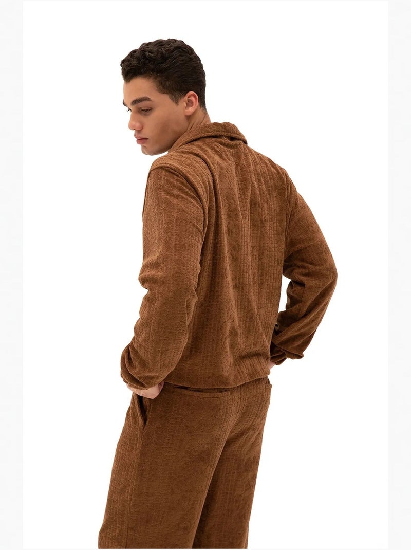 Sweat en velours zippé pour homme giesto Marron - Kiabi