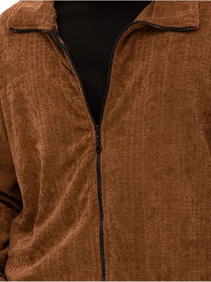 Sweat en velours zippé pour homme giesto Marron - Kiabi