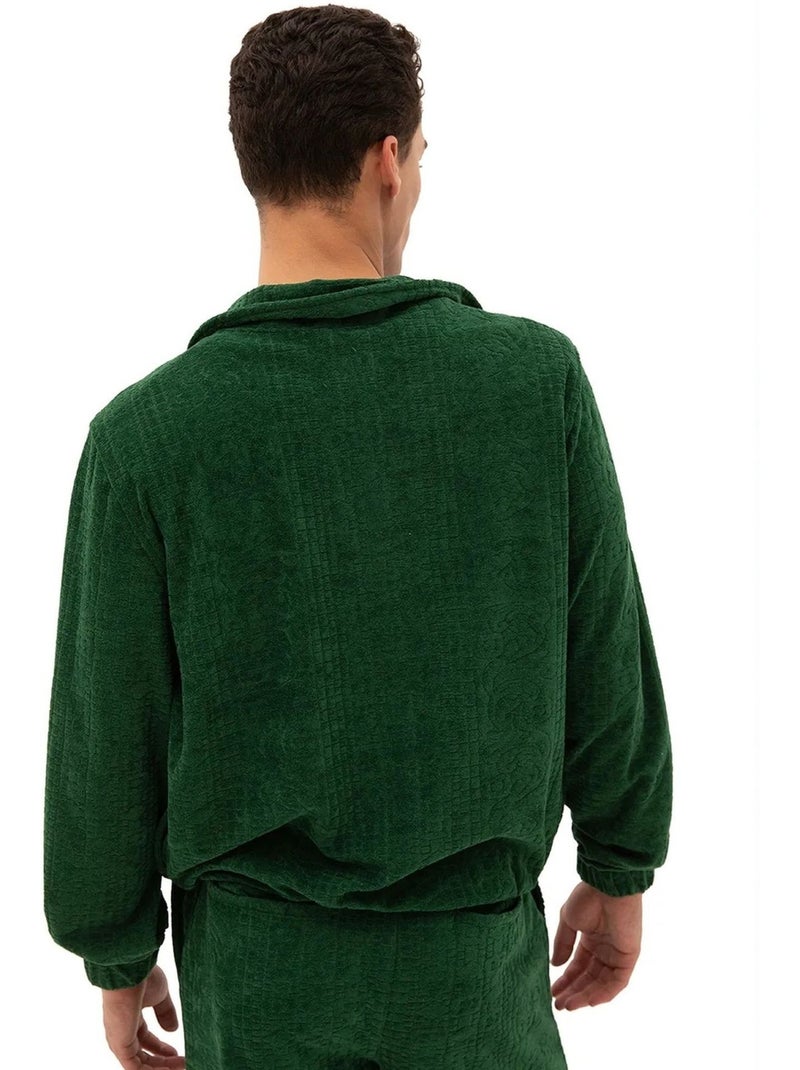 Sweat en velours zippé pour homme giesto Vert bouteille - Kiabi
